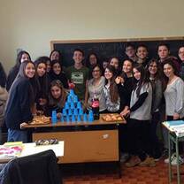 Student group photo at classroom