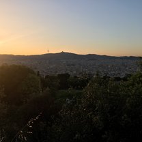 A sunset view of Barcelona from the top of Montjuic