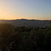 A sunset view of Barcelona from the top of Montjuic