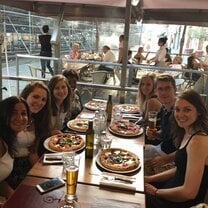 TEFLers eating Pizza at Via Lingua Florence