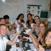 students around a table