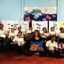 Teaching marine conservation in local school.