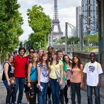 Group of students pose in Paris