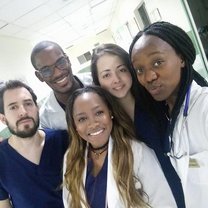 With Local interns at hospital MetroSalud. They were very helpful and understanding of the fact that  my spanish wasnt perfect.They also played a major role in making me feel welcome.