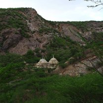 A temple nestled in the hills.