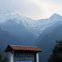 A morning view of the Annapurnas from Chhomrong