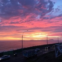 Sunset over the Pacific Ocean in Lima