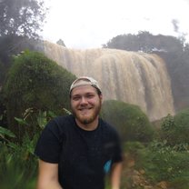 At a waterfall!
