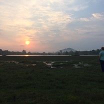Me during sunrise at my directed research site (Banteay Srei)