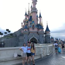 My friends (Adela and Paola) and I infront of the castle at Disneyland Paris.