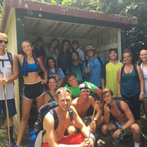 Nearly the entire crew after hiking up "The Ladder" in Saba. Several of these people hiked up to the highest point in the Netherlands, Mount Scenery.