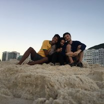 Friends watching Sunrise on Copacabana Beach 