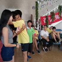 The day we left,a boy hugged us