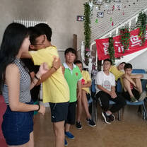 The day we left,a boy hugged us
