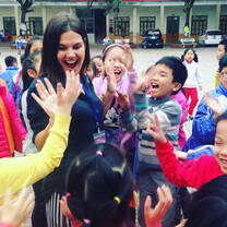 Vietnam teacher with her class