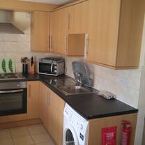 This is the kitchen in my flat. The laundry is located in the kitchen in almost all flats of London. There are also no dryers, just washers.