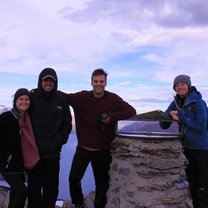 at the top of Ben Lomond, Queenstown, on a road trip with international friends