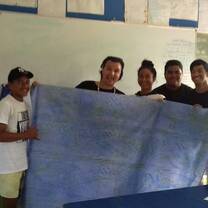 My hospitality group presenting me a sarong as a gift. 