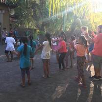 dancing in one of the centers with the kids