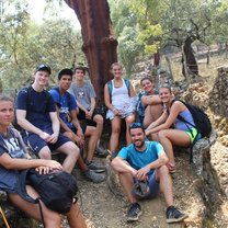 Our group taking a rest during a steep hike