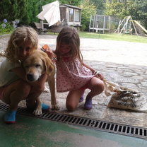 Girls with their dog - Nut.