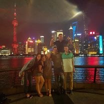 It was a little rainy, but this is myself and my coursemates exploring Shanghai with our instructor on the last day of class. 