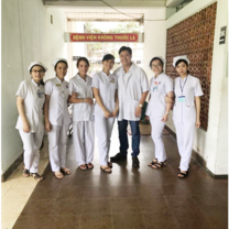 With my coworkers 