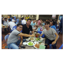 With my co-workers 