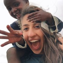Having fun with the kids at the orphanage