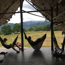 Staring out at the misty mountains and rice paddies in Pai on a backpacking trip with new friends. 