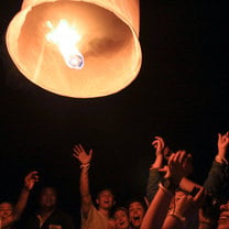 releasing lanterns