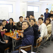 Students enjoying social time in class