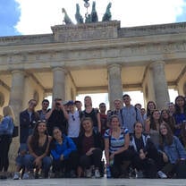 Students at the Brandenburg Gate in Berlin