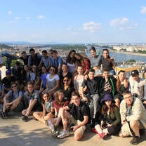 students at lookout overlooking Budapest