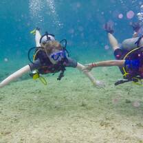 students scuba diving