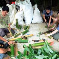 Volunteers help to make sun bear enrichments