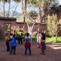 group of Peruvian kids playing 