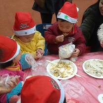 A group of students celebrating Christmas