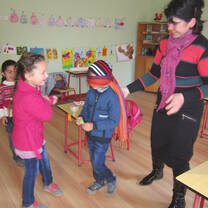 Playing a game during a Halloween party