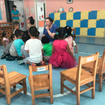 Teachers with students in China