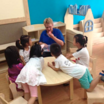 Teachers with students in China