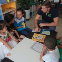 Teachers with students in China