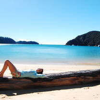 Canadian Intern Relaxing on the Beach in New Zealand 