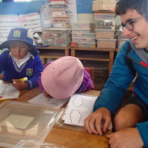 Teaching English at a school in peru