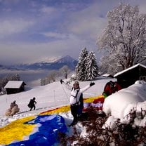 Getting ready to run off a cliff in Interlaken, Switzerland
