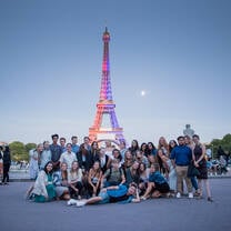 Time for class...at the base of La Tour Eiffel!