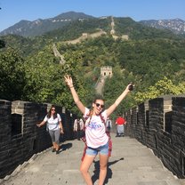 Posing on the Great Wall of China. 