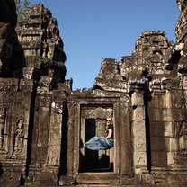 Hanging out in a temple near Angkor Wat. 