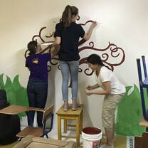 Painting classroom wall