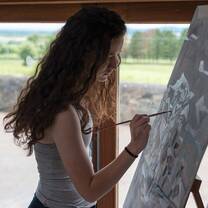 painting in the studio